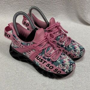 Just so so fashion pink floral sneakers girls size 12
